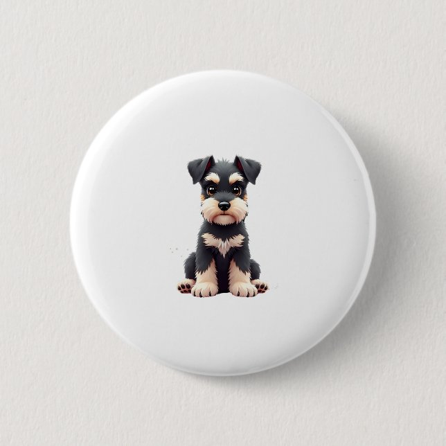 Miniature Schnauzer Puppy  (2) 2 Inch Round Button (Front)