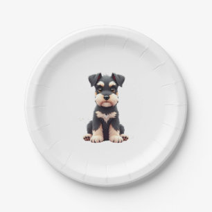 Miniature Schnauzer Puppy (2) Paper Plate