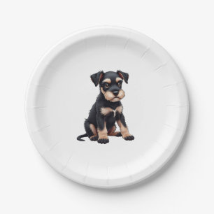 Miniature Schnauzer Puppy (3) Paper Plate