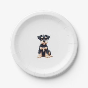Miniature Schnauzer Puppy (4) Paper Plate