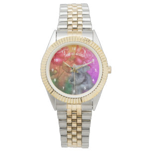 Miniature Schnauzer Puppy And Flowers Personalized Watch