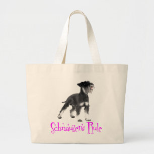 Miniature Schnauzer Puppy Dog Fuchsia Pink Love Large Tote Bag