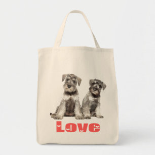 Miniature Schnauzer Puppy Dogs Pink Heart Tote Bag