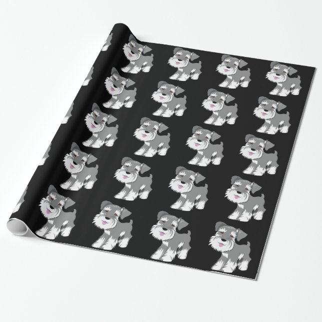 Miniature Schnauzer Puppy Wrapping Paper (Unrolled)