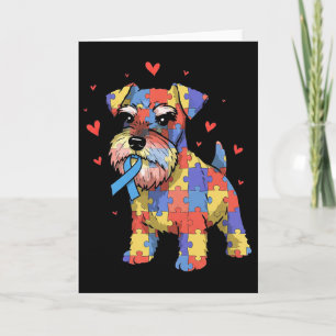Miniature Schnauzer Puzzle Autism Awareness Dog Wo Card