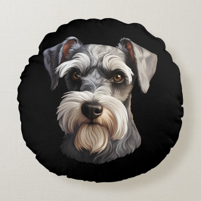 Miniature Schnauzer Round Pillow (Front)