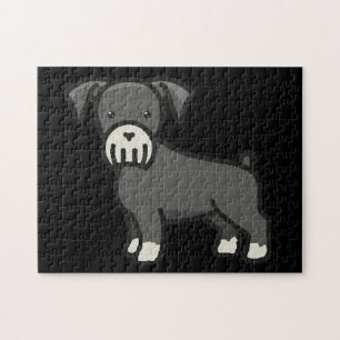 Miniature Schnauzer Salt and Pepper Cartoon Jigsaw Puzzle