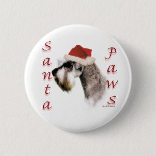 Miniature Schnauzer Santa Paws 2 Inch Round Button