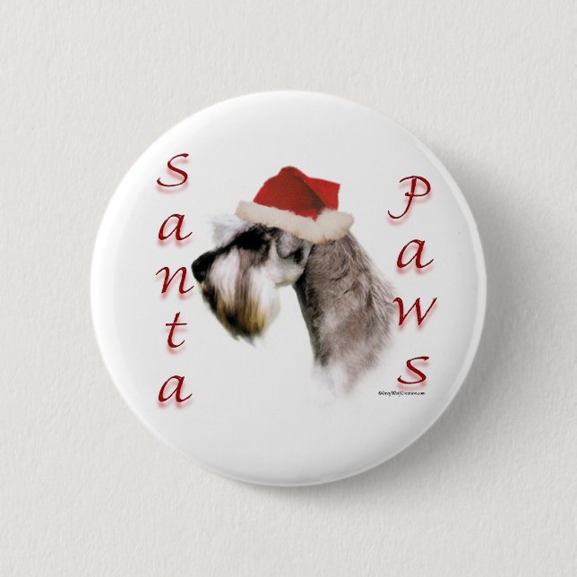 Miniature Schnauzer Santa Paws 2 Inch Round Button (Front)