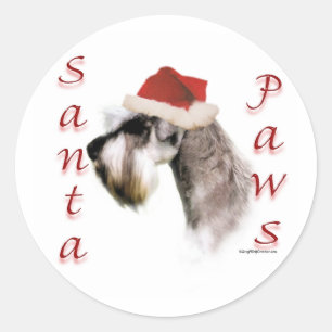 Miniature Schnauzer Santa Paws Classic Round Sticker