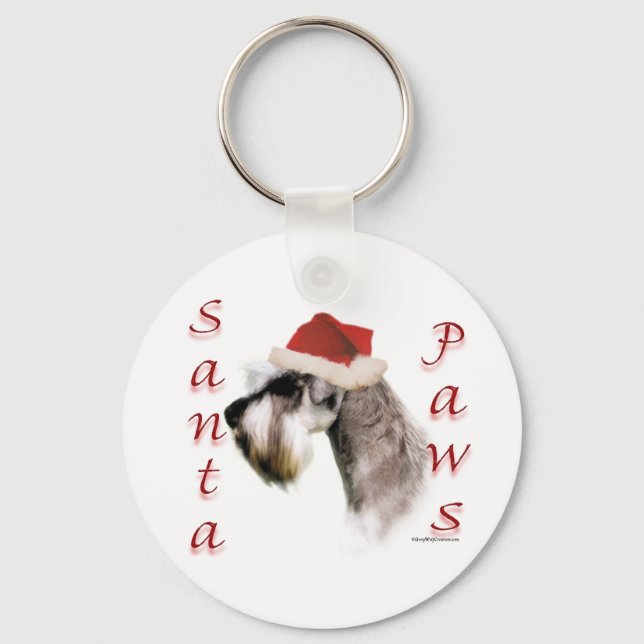 Miniature Schnauzer Santa Paws Keychain (Front)