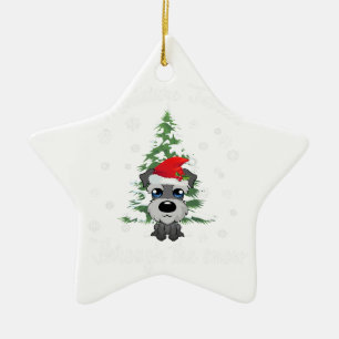 Miniature Schnauzer Through Snow Christmas Dog Ceramic Ornament