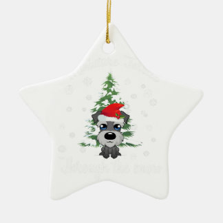Miniature Schnauzer Through Snow | Christmas Dog Ceramic Ornament