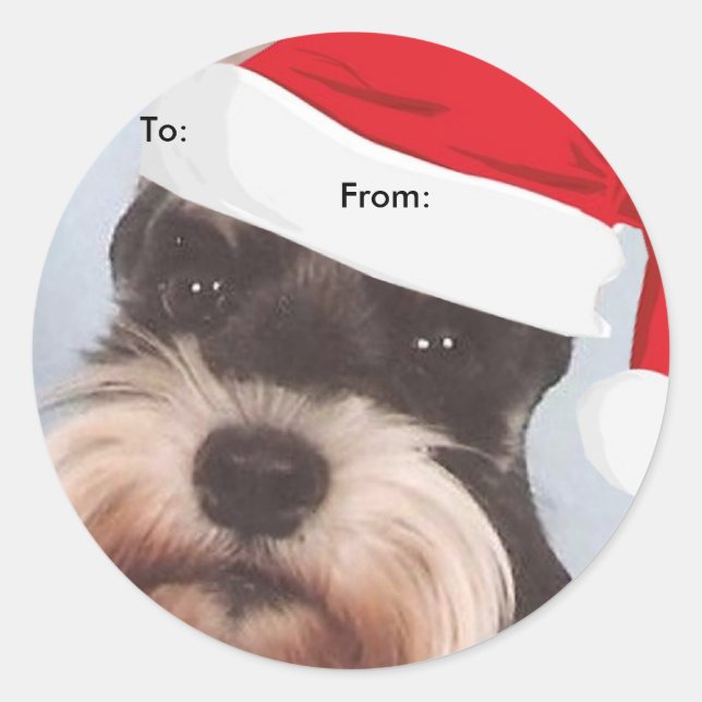 Miniature Schnauzer To/From Christmas stickers (Front)