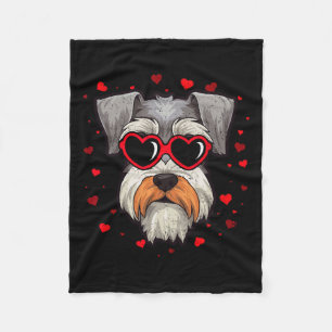 Miniature Schnauzer Valentine Heart Cute Dog Lover Fleece Blanket