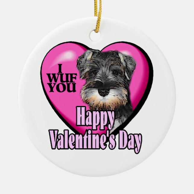 Miniature Schnauzer Valentine's Day Ceramic Ornament (Front)