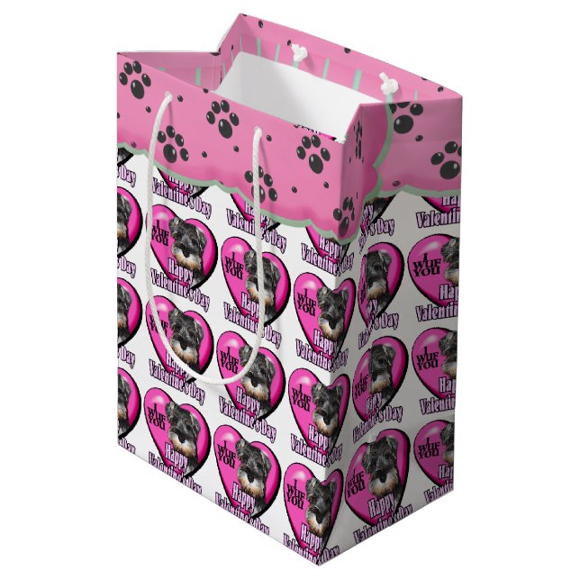 Miniature Schnauzer Valentine's Day Medium Gift Bag (Back Angled)