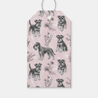 Miniature Schnauzer Vintage Pink Toile de Jouy Gift Tags
