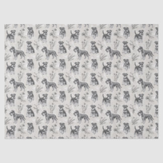 Miniature Schnauzer Vintage Sepia Toile de Jouy Tissue Paper
