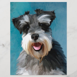 Miniature Schnauzer Water Colour Art Painting