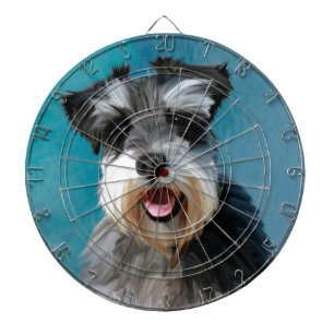 Miniature Schnauzer Water Colour Art Painting Dartboard
