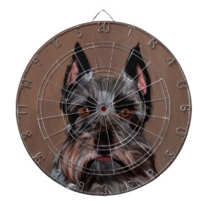Miniature Schnauzer Water Colour Art Painting Dartboard