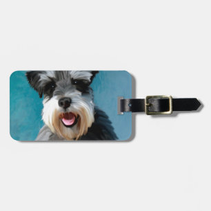 Miniature Schnauzer Water Colour Art Painting Luggage Tag