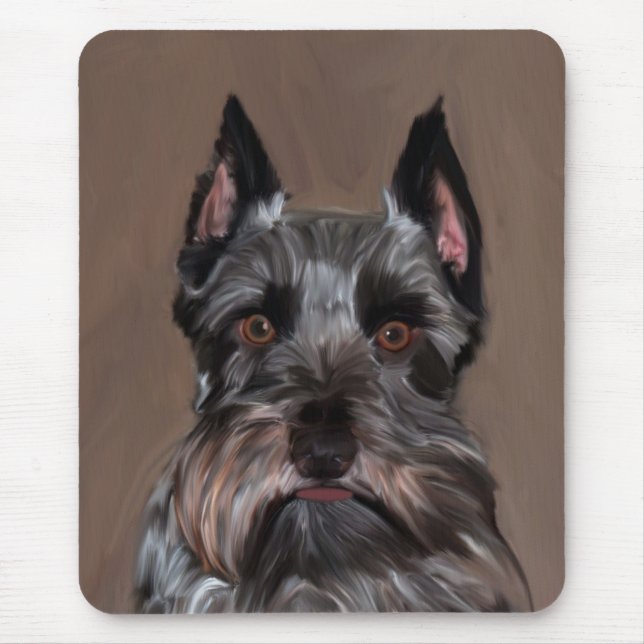 Miniature Schnauzer Water Colour Art Painting Mouse Pad (Front)