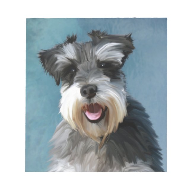 Miniature Schnauzer Water Colour Art Painting Notepad (Front)