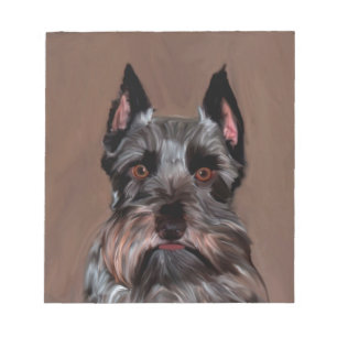 Miniature Schnauzer Water Colour Art Painting Notepad