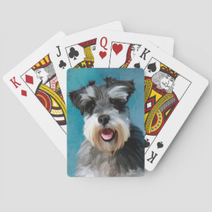 Miniature Schnauzer Water Colour Art Painting Playing Cards