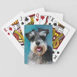 Miniature Schnauzer Water Colour Art Painting Playing Cards