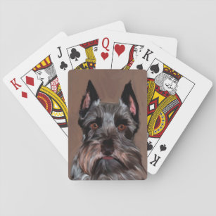 Miniature Schnauzer Water Colour Art Painting Playing Cards