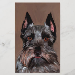 Miniature Schnauzer Water Colour Art Painting Stationery