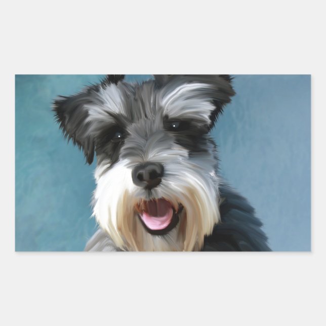 Miniature Schnauzer Water Colour Art Painting Sticker (Front)