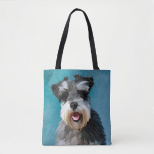 Miniature Schnauzer Water Colour Art Painting Tote Bag