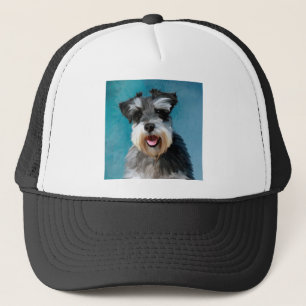 Miniature Schnauzer Water Colour Art Painting Trucker Hat