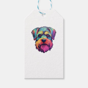 Miniature Shining Schnauzer Neon Retro Sticker Gift Tags
