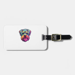 Miniature Shining Schnauzer Neon Retro Sticker Luggage Tag