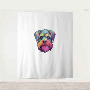 Miniature Shining Schnauzer Neon Retro Sticker   Tapestry