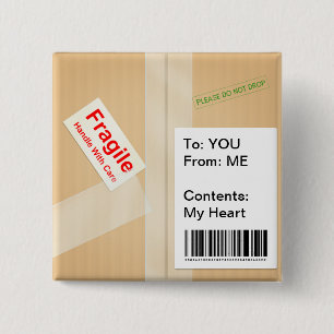 Miniature Shipping Box Cute Custom Text Button
