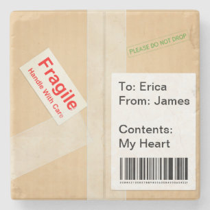 Miniature Shipping Box Cute Custom Text Stone Coaster