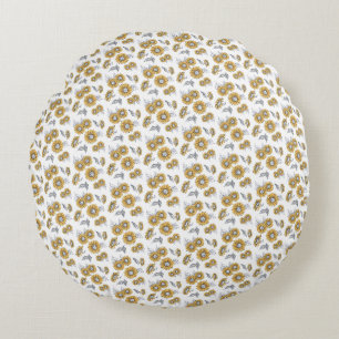 Miniature Sunflowers Pattern Round Pillow