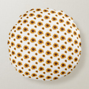 Miniature Sunflowers Pattern Round Pillow