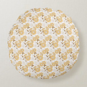 Miniature Sunflowers Pattern Round Pillow