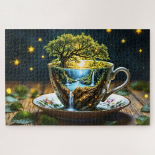Miniature teacup wonderland colourful art jigsaw puzzle