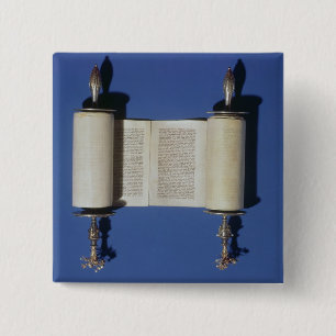 Miniature Torah Scroll, 1765 2 Inch Square Button