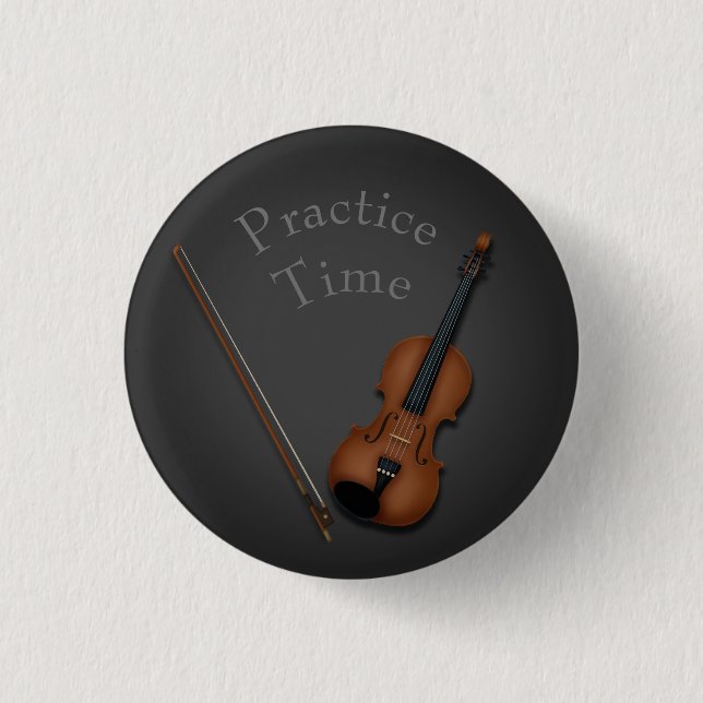 Miniature Violin & Bow Inside Personalized 1 Inch Round Button (Front)