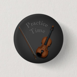 Miniature Violin & Bow Inside Personalized 1 Inch Round Button