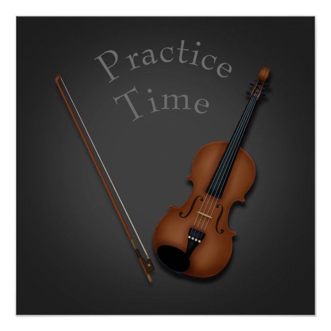 Miniature Violin & Bow Personalized Practice Room Poster (Front)